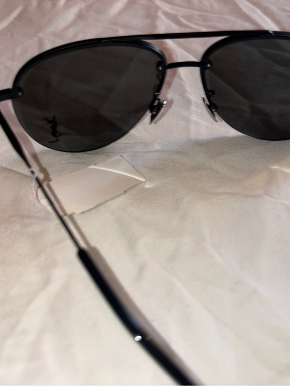 Saint Laurent Black Metal Aviator Sunglasses with Case - Picture 8 of 13